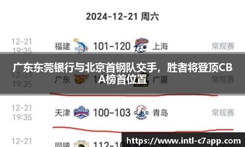 广东东莞银行与北京首钢队交手，胜者将登顶CBA榜首位置
